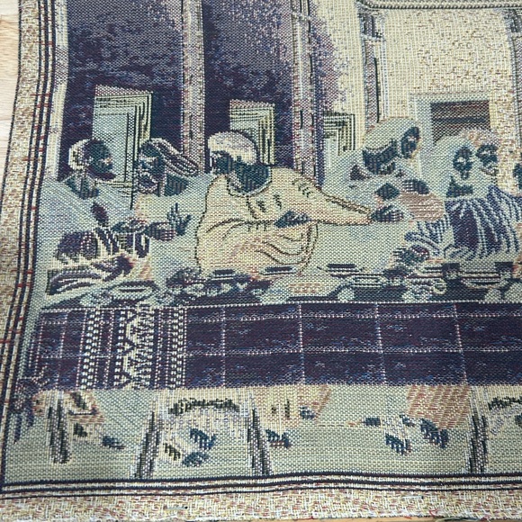 Last Supper Woven Tapestry In Gold Trim 27” x 14” - Picture 6 of 9
